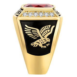 Men's 14K Gold Plated Traditional CZ Square Birthstone Class Ring