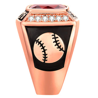 Men's 14K Rose Gold Plated Traditional CZ Square Birthstone Class Ring