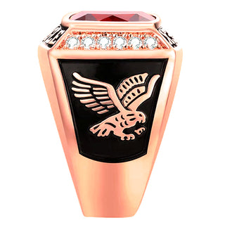 Men's 14K Rose Gold Plated Traditional CZ Square Birthstone Class Ring