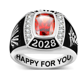 Women's Traditional CZ Square Birthstone Class Ring