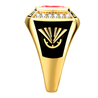 Women's 14K Gold Plated Traditional CZ Square Birthstone Class Ring