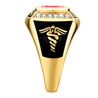 Women's 14K Gold Plated Traditional CZ Square Birthstone Class Ring