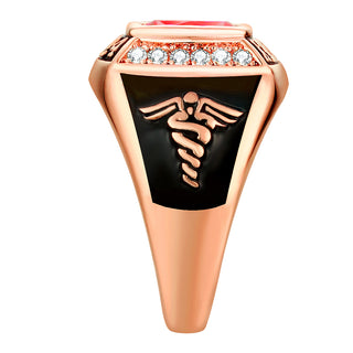 Women's 14K Rose Gold Plated Traditional CZ Square Birthstone Class Ring