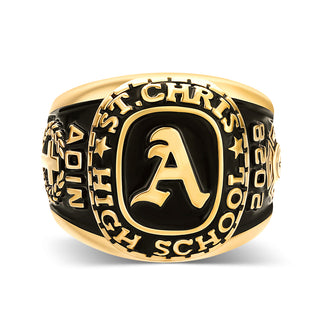 Men's 14K Gold Plated Old English Initial Traditional Class Ring