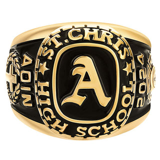 Men's 14K Gold Plated Old English Initial Traditional Class Ring