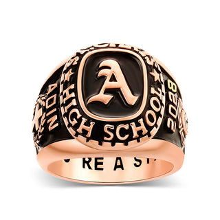Men's 14K Rose Gold Plated Old English Initial Traditional Class Ring