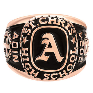 Men's 14K Rose Gold Plated Old English Initial Traditional Class Ring