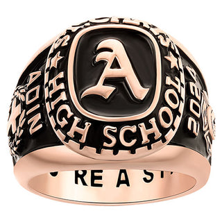 Men's 14K Rose Gold Plated Old English Initial Traditional Class Ring