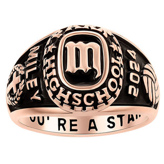 Women's 14K Rose Gold Plated Old English Initial Traditional Class Ring