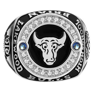 Men's CZ Multiple Graphics Traditional Birthstone Class Ring
