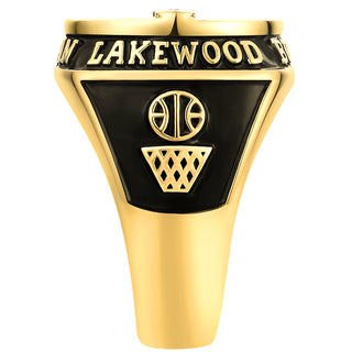 Men's 14K Gold Plated CZ Multiple Graphics Traditional Birthstone Class Ring