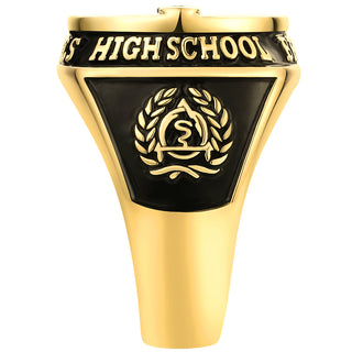 Men's 14K Gold Plated CZ Multiple Graphics Traditional Birthstone Class Ring