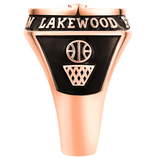 Men's 14K Rose Gold Plated CZ Multiple Graphics Traditional Birthstone Class Ring