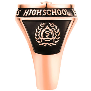 Men's 14K Rose Gold Plated CZ Multiple Graphics Traditional Birthstone Class Ring