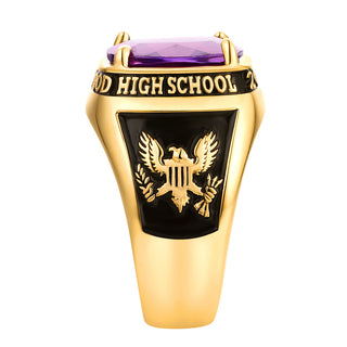 Men's 14K Gold Plated Traditional Prong station Birthstone Class Ring