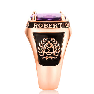 Men's 14K Rose Gold Plated Traditional Prong station Birthstone Class Ring