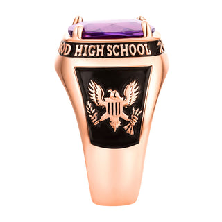 Men's 14K Rose Gold Plated Traditional Prong station Birthstone Class Ring