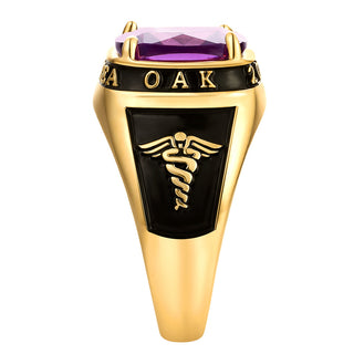 Women's 14K Gold Plated Traditional Prong station Birthstone Class Ring