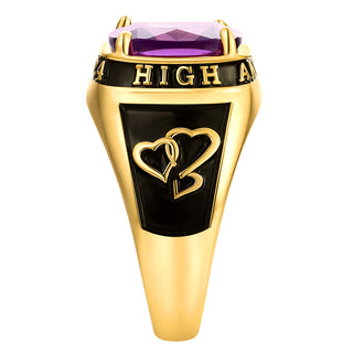 Women's 14K Gold Plated Traditional Prong station Birthstone Class Ring