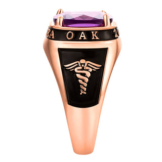 Women's 14K Rose Gold Plated Traditional Prong station Birthstone Class Ring