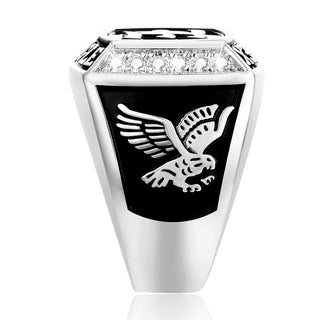 Men's Initial Traditional CZ Square Birthstone Class Ring