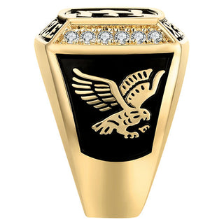 Men's 14K Gold Plated Initial Traditional CZ Square Birthstone Class Ring