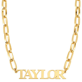 Silver Plated Cutout Name Thick Paper Clip Necklace