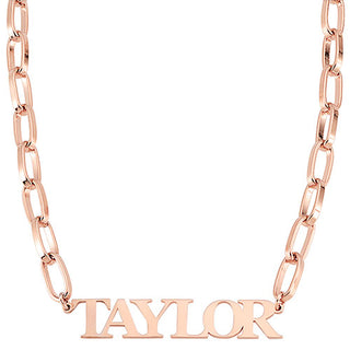 Silver Plated Cutout Name Thick Paper Clip Necklace