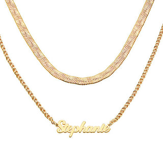 Personalized Layered Herringbone Name Necklace