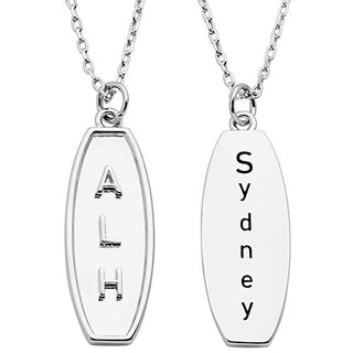 Embossed Initials with Engraving Tag Necklace