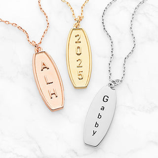 Embossed Initials with Engraving Tag Necklace