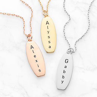 Embossed Initials with Engraving Tag Necklace