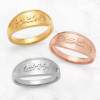 14K Rose Gold Plated Embossed Name Tapered Ring