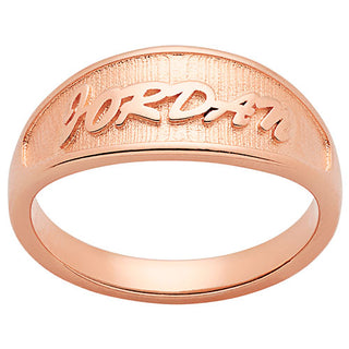 14K Rose Gold Plated Embossed Name Tapered Ring