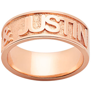 14K Rose Gold Plated Embossed Double Name Band Ring