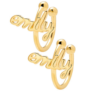 Sterling Silver Lowercase Script Name Ear Cuffs