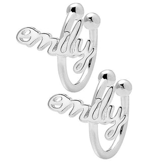 Sterling Silver Lowercase Script Name Ear Cuffs