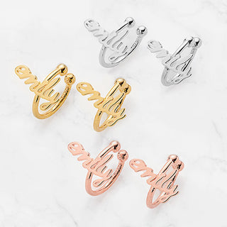 Sterling Silver Lowercase Script Name Ear Cuffs