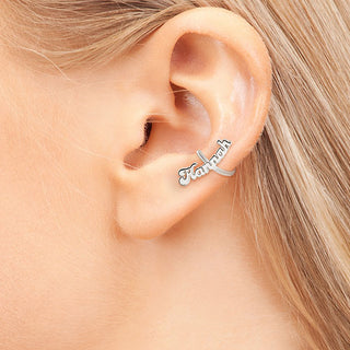 Sterling Silver Bubble Script Name Ear Cuffs