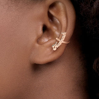 Sterling Silver Bubble Script Name Ear Cuffs