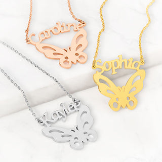 Cutout Name with Butterfly Necklace