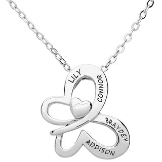 Personalized Engraved Butterfly with Heart Necklace