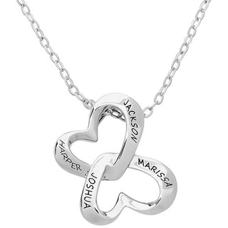 Personalized Engraved Double Heart Butterfly Necklace