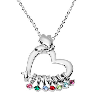 Personalized Heart with Butterfly Slider Charm Necklace