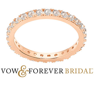 14K Rose Gold over Sterling White Topaz Eternity Band