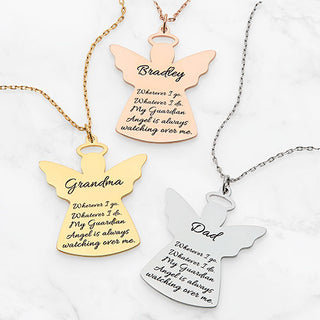 Personalized Memorial Angel Necklace