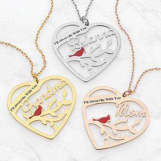 Memorial Cardinal Personalized Heart Necklace