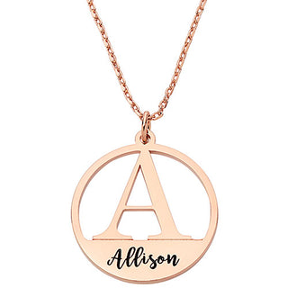 Initial and Engraved Name Disc Necklace