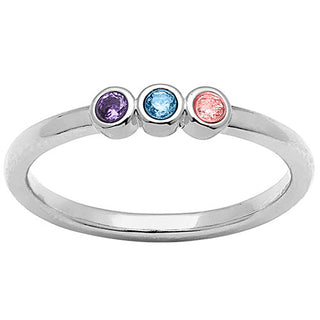 Silver Plated Petite Three Birthstone Ring