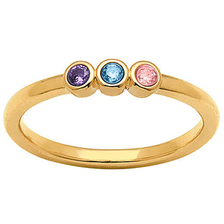 14K Gold Plated Petite Three Birthstone Ring